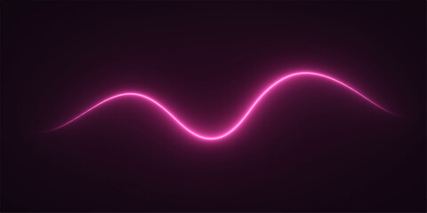 Abstract pink neon wave on dark background for modern design