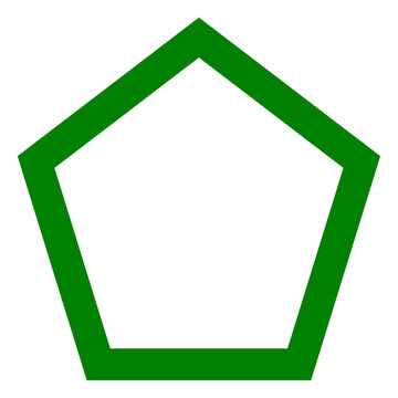Green pentagon shape outline isolated on a white background. Minimal geometric design for abstract and graphic applications.