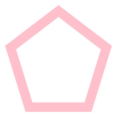Pink pentagon shape outline isolated on a white background. Minimal geometric design for abstract and graphic applications.