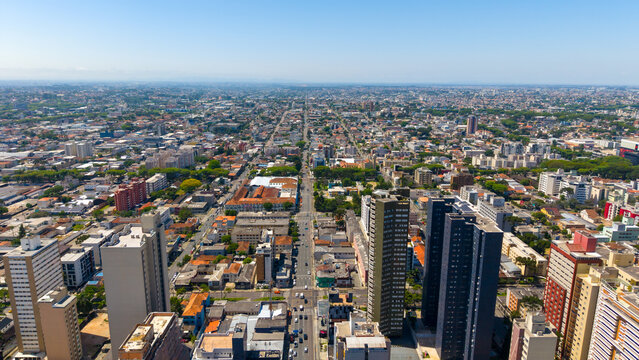 Vista A&eacute;rea da Cidade de Curitiba, Centro, Paran&aacute;, Brasil