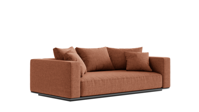 Isolated sofa on a transparent background. Furniture for collages, graphics designs, and presentations.