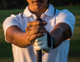 Close-up of Golfer's Hands Holding Club Grip