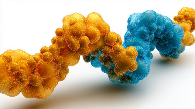 A molecular chain structure representing chemical bonding and the concept of interconnected biological components.