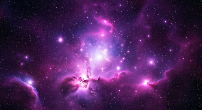 Vibrant purple nebula with countless twinkling stars