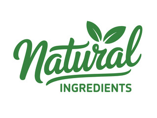 Fototapeta premium Green natural ingredients logo with leaves on a white background