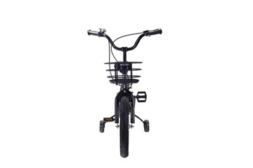 Isolated Black Bicycle Front View. Modern Cycling Transport and Sport Equipment on White. PNG
