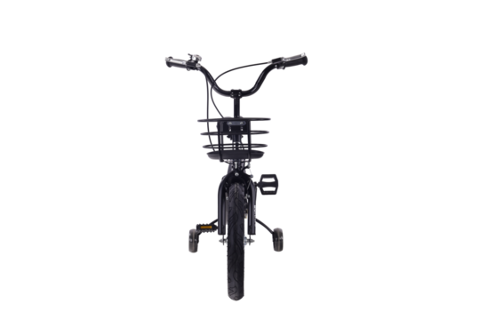 Isolated Black Bicycle Front View. Modern Cycling Transport and Sport Equipment on White. PNG
