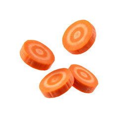 Fresh Carrot Slices Isolated on Transparent Background