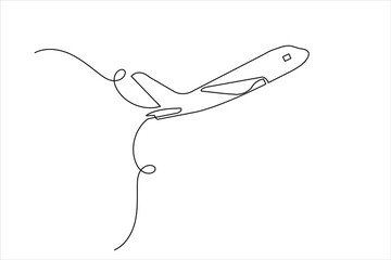 Obraz premium Single line drawing of airplane takeoff