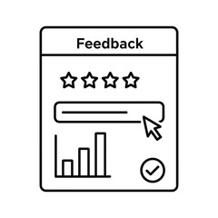 User feedback interface with rating stars, input field, data