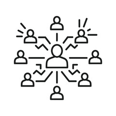 People network icon, global communication and team collaboration