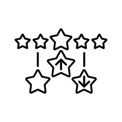 Stars with up down arrows for rating evaluation icon concept