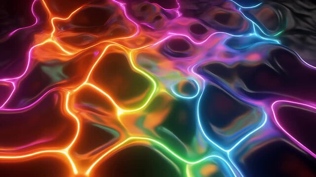 Electric Rainbow Lava Flow &ndash; Molten Neon Color Rivers