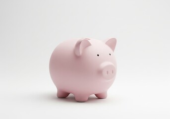 Pink Piggy Bank on White Background - Symbol of Savings and Financial Growth