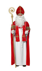 Saint Nicholas with crozier on white background