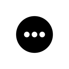 More options symbol. black circle with three white dots. digital ui element for menus, overflow, and loading states.
