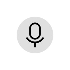 Simple black microphone outline icon in a light grey circle on a clean white background, digital voice record symbol for user interface design element