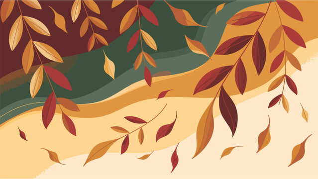 Abstract background with autumn falling leaves, Abstract banner with autumn falling leaves