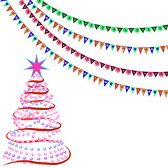 christmas tree made of colored balls