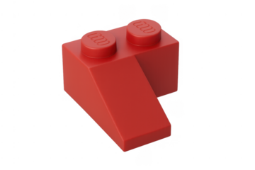 Red building interlocking toy brick with slope element