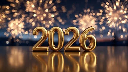 Golden 3D “2026” New Year Celebration Illustration