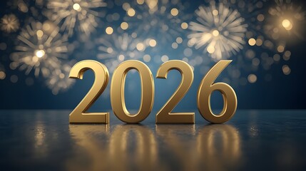 Golden 3D “2026” New Year Celebration Illustration