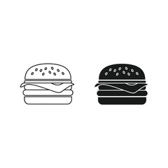 Two simple burger icons one outline one solid black