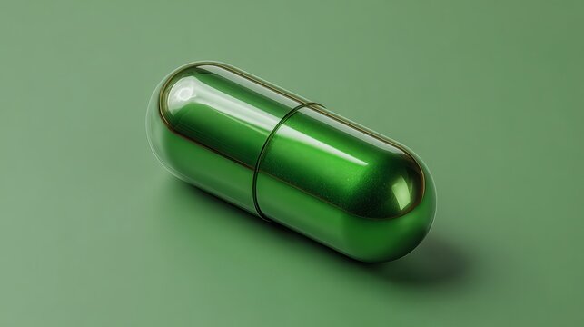 Vibrant green capsule, a modern symbol of health and wellness, ideal for pharmaceutical branding and healthcare innovation marketing campaigns - Powered by Adobe