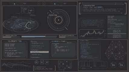 Animated interface depicting programming code and location data analysis - Powered by Adobe