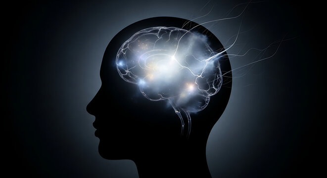 Mind blowing intelligence concept with brain power