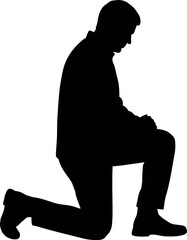 Man kneeling silhouette