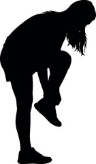 Woman silhouette stretching leg exercise