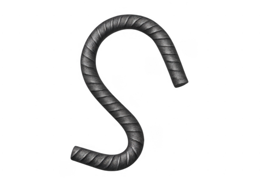 Steel rebar s-hook construction material on transparent background
