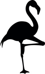 Black silhouette flamingo standing on one leg