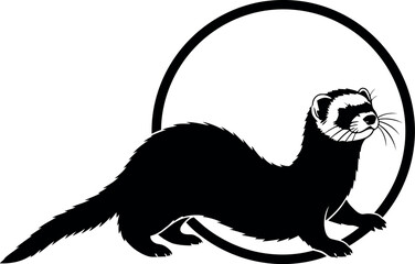 Ferret silhouette circle graphic
