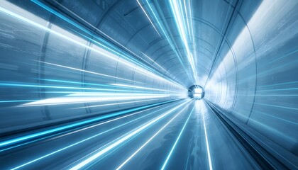 Tunnel with glowing light trails speed motion futuristic background highway fast transportation technology travel abstract fast moving