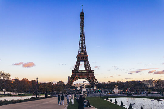 Sunset in the Eiffel tower
