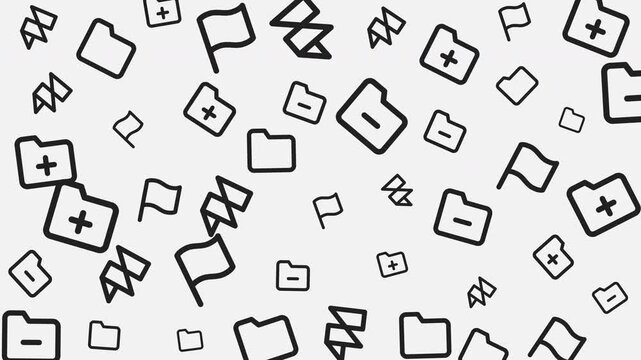 Abstract Digital Illustration of Plus and Minus Symbols Pattern in Monochrome Graphic Design, Top-Down View, Minimalist Concept