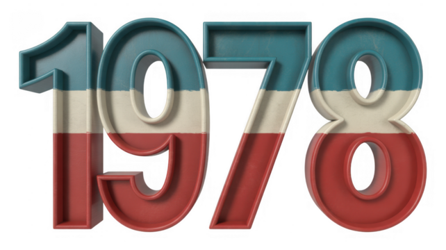 1978 numbers with red white and blue stripes isolated on a transparent background 1