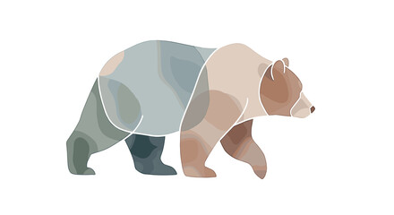 Abstract bear illustration in soft pastel colors with curves  