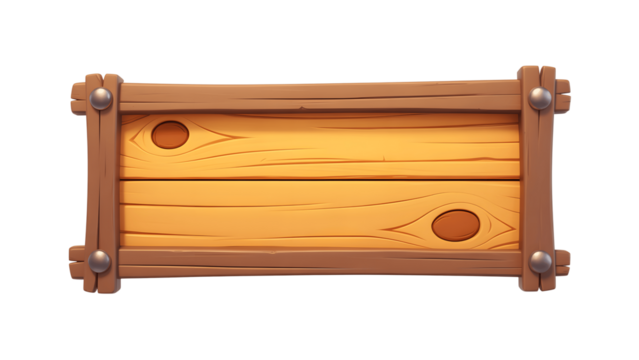 Cartoon wooden sign frame, isolated on transparent background