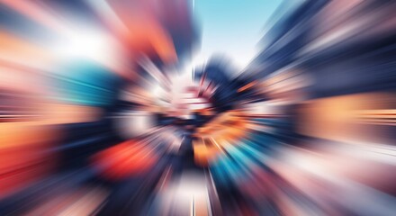 Abstract blurred motion effect with blue and orange hues creating a dynamic and fast paced image look ai generated