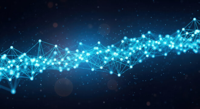 Abstract network of glowing blue nodes and lines