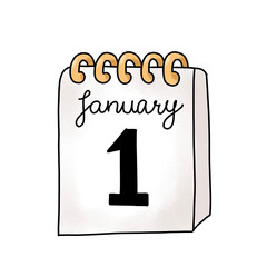  January 1 Calendar – New Year Date Clipart