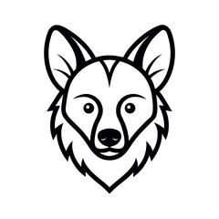 Brown Hyena Head Outline Vector Illustration