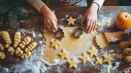 Mother and Child Baking Christmas Cookies
