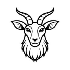 Markhor Head Outline Vector Illustration