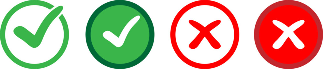 Obraz premium Green checkmarks and red xs indicating correct and incorrect choices