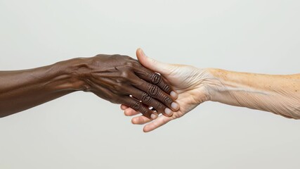 Unity and diversity: close-up of two hands in harmonious gesture