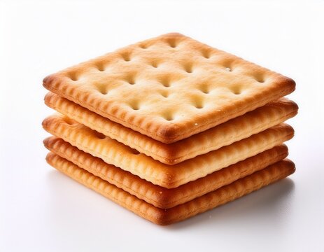 stack of square crackers against white background